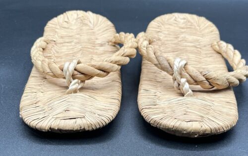 Sandalias Geta japonesas vintage suelas de paja geisha talla 9 pulgadas *NO talla 9* - Imagen 2 de 5