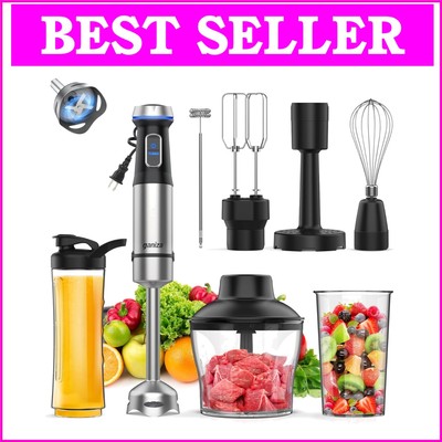 Versatile 1000W Handheld Immersion Blender with Turbo Boost & Easy Clean Design