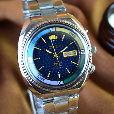 Japanse Men's Watch ORIENT CRYSTAL 3 AAA Calendar Day Date Automatic Wristwatch