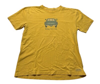 Life Is Good Enjoy The Ride Dog Yellow Crusher Tee T-shirt Adult Unisex Small SM