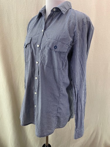 Banana Republic Navy Blue & White Checkered Button-up Shirt - Large - Picture 7 of 9