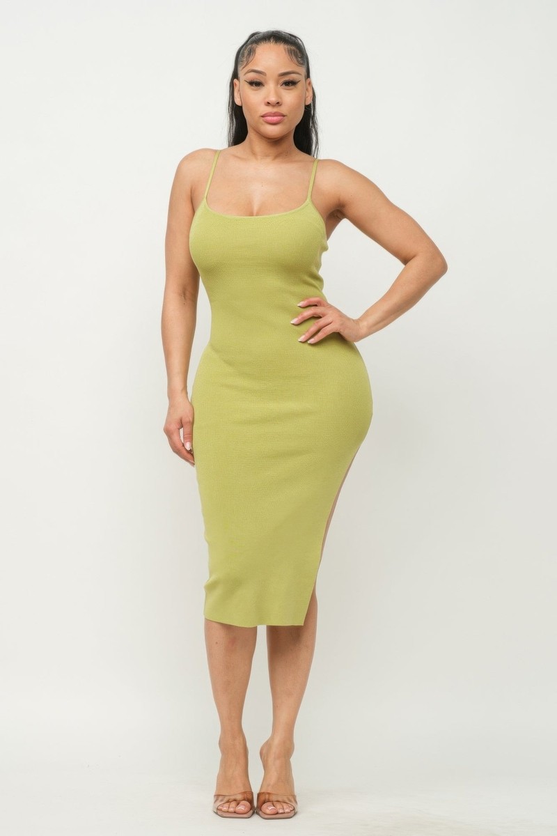 side slit satin a line cami dress Side Slit Cami Dress