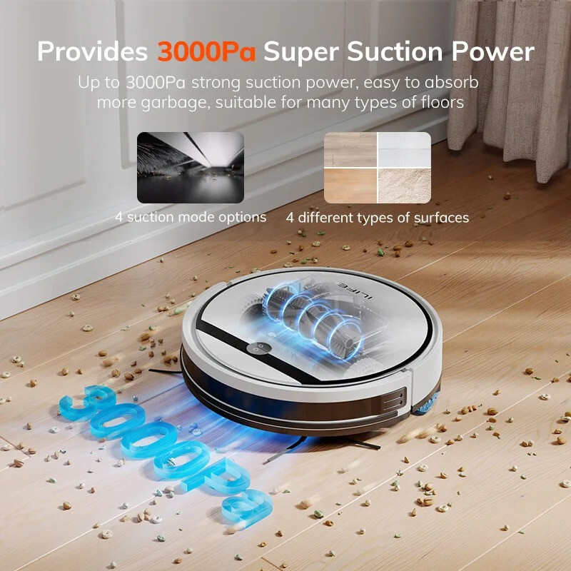 Robot aspirateur et vadrouille Chlorer V3X élimine les poils de chat et chien