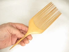 JAPANESE ANTIQUE (c.1920) MEIJI ERA SIGNED BOXWOOD KANZASHI COMB HAIR PIECE ^^