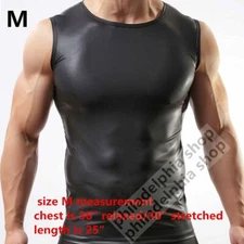 Hot Men's Leather Like Sexy Vest Sleeveless T-Shirt Undershirt Size M L XL 632