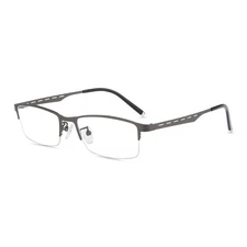 Men's Half Rimless Metal Alloy Rectangular Eyeglasses Frames Optical RX Able 