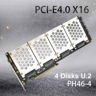 4 Port U.2 NVME SSD Adapter Card Motherboard Support PCIe X4x4x4x4 Bifurcation