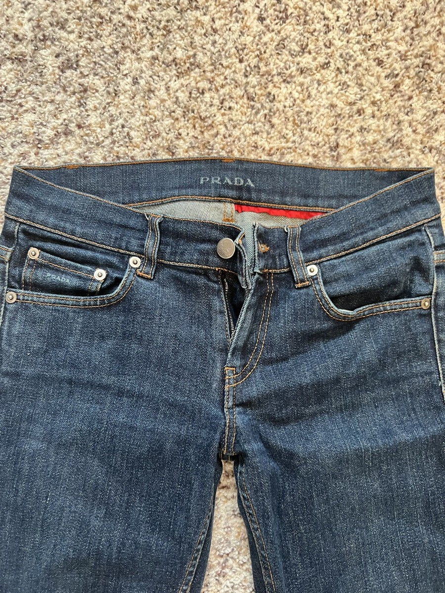 Prada Jeans Effects Blue Pants Straight Fit Size 24 Made In Prada Jeans Effects Blue Pants Straight Fit Size 24 Made In