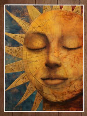 Sun God Native American Style Poster 18x24in