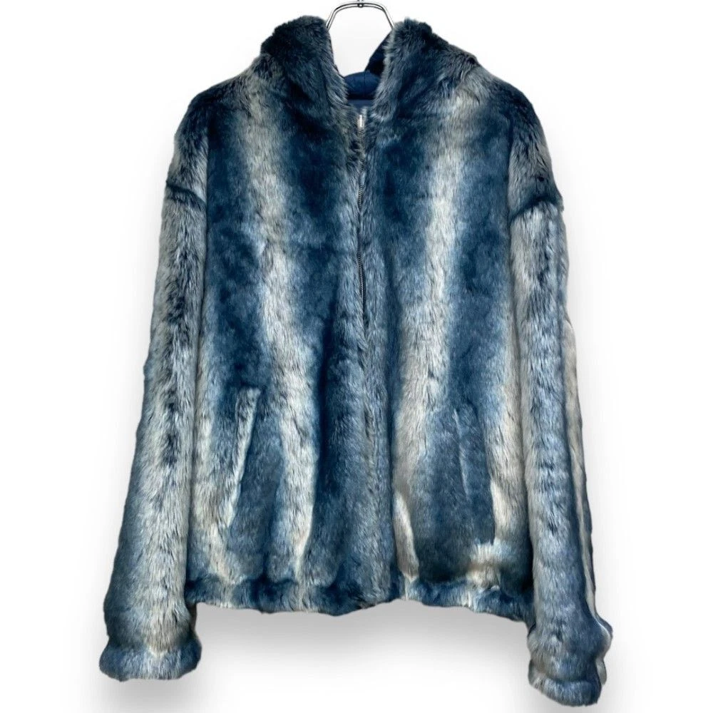 Veste à capuche réversible homme Supreme bleu glace fausse fourrure taille M (IT46), élégante