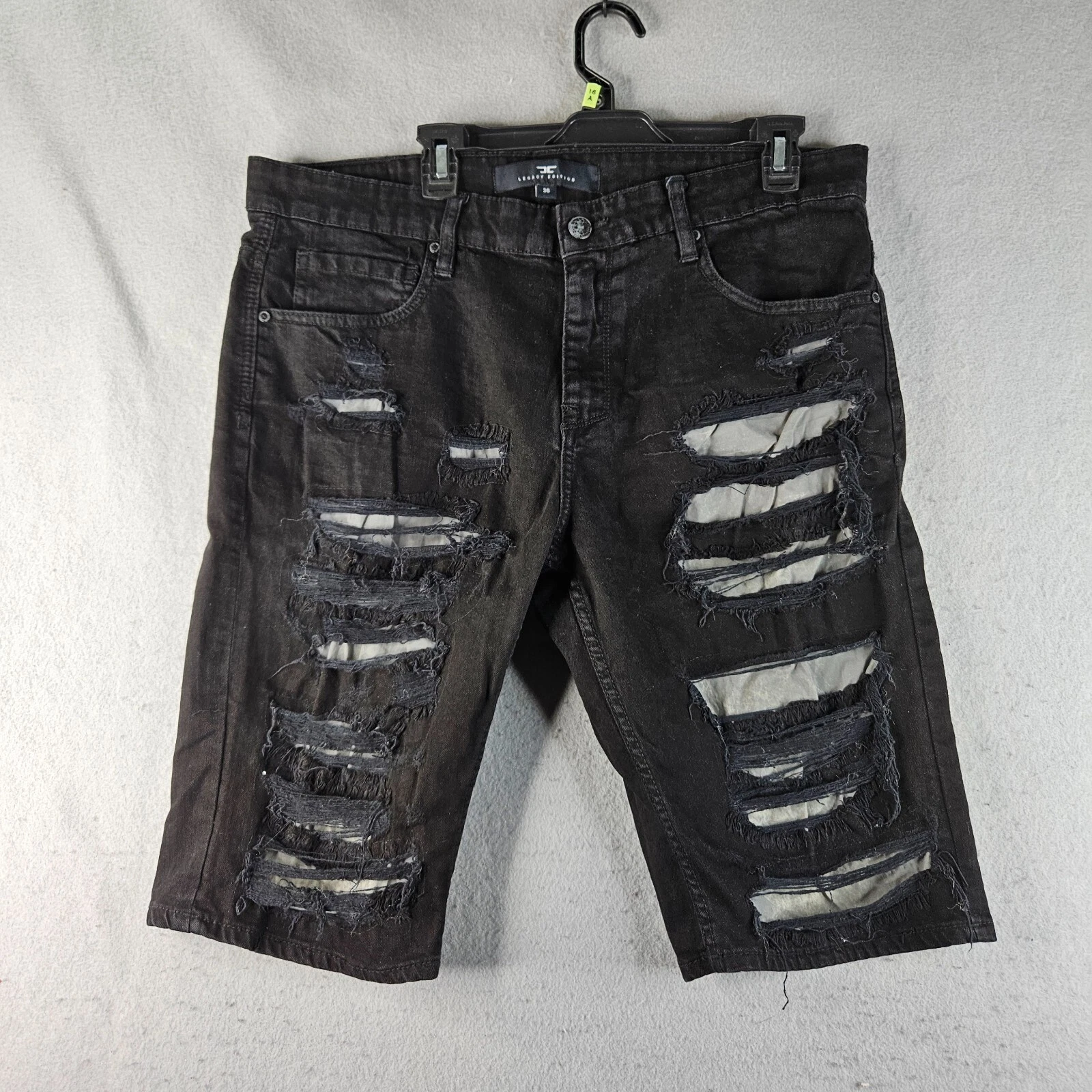 Jordan Craig Legacy Edition Corto Uomo 38x13 Tag 36 Nero Denim Invecchiato Strappato