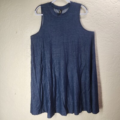 Want & Need Blue Sleeveless Trapeze Evening Mini Dress +Size 2X (Small Stain)