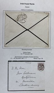 1883 Galway Ireland Mourning Cover To Londonderry