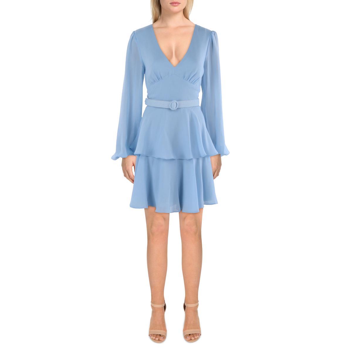 Женское креповое мини-платье-клеш с V-образным вырезом City Studio Juniors BHFO 5421