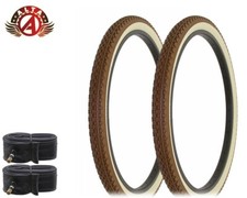 2 ALTA BICYCLE WIRE BEAD TIRES 26 x 2.125 BROWN/CREAM HEAVY DUTY DIAMOND w/TUBES