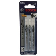 BOSCH 2608663A00 T101AO3 HCS 3-Piece T-Shank Clean Wood 20TPI Jig Saw Blade Set