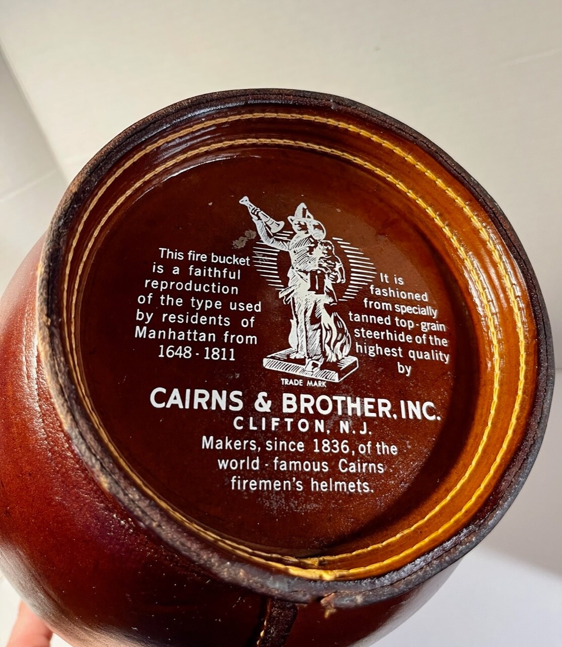 Vintage Loyal Papeete Leather Ice Bucket Reproduction of Fire Bucket 18" tall