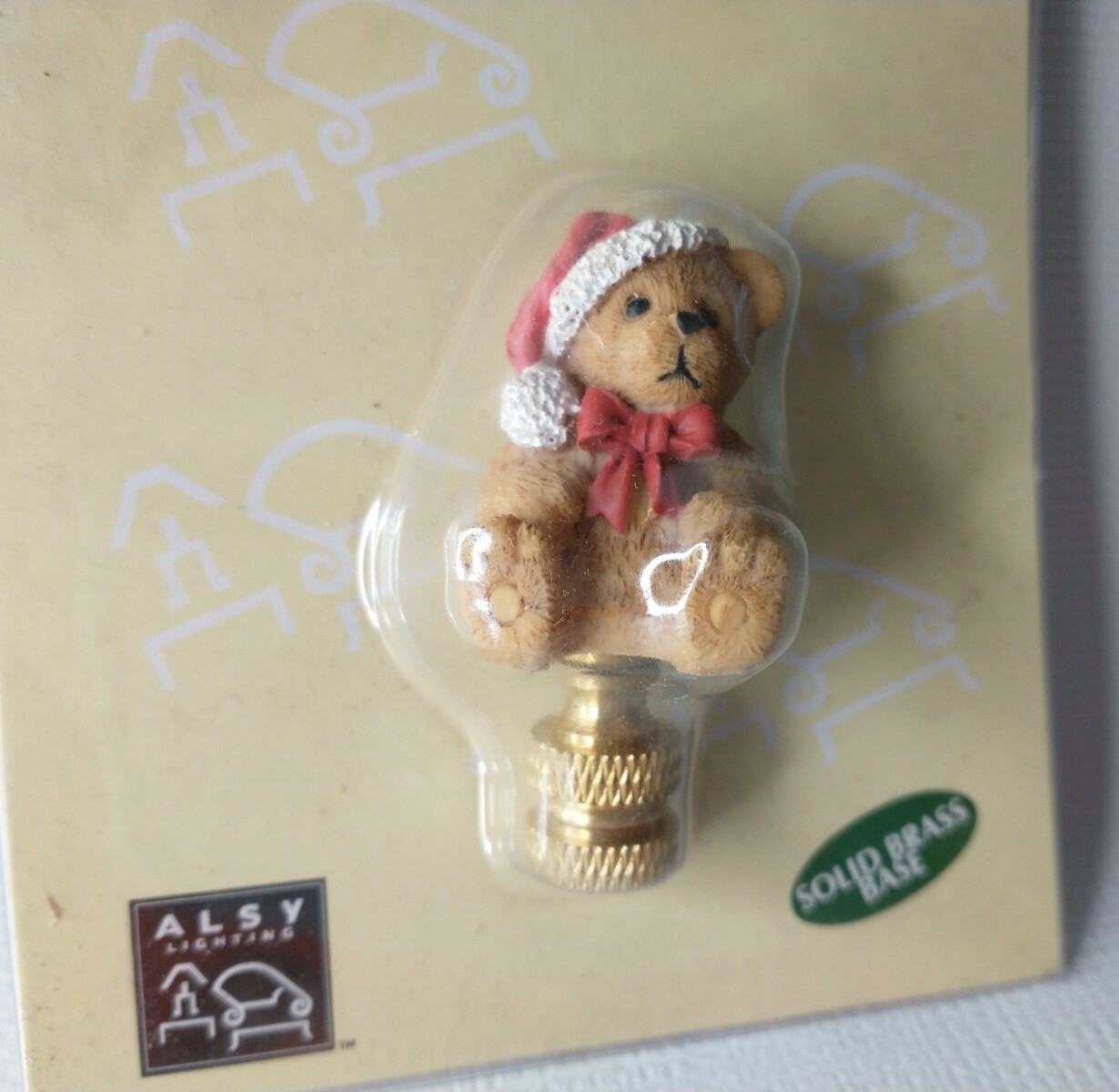 Alsy Lighting Lamp Finial Solid Brass Base Teddy Bear Santa