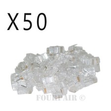 50 Pack - RJ45 8P8C CAT6 Crimp-On Connectors Plugs Ends For Stranded LAN Cable
