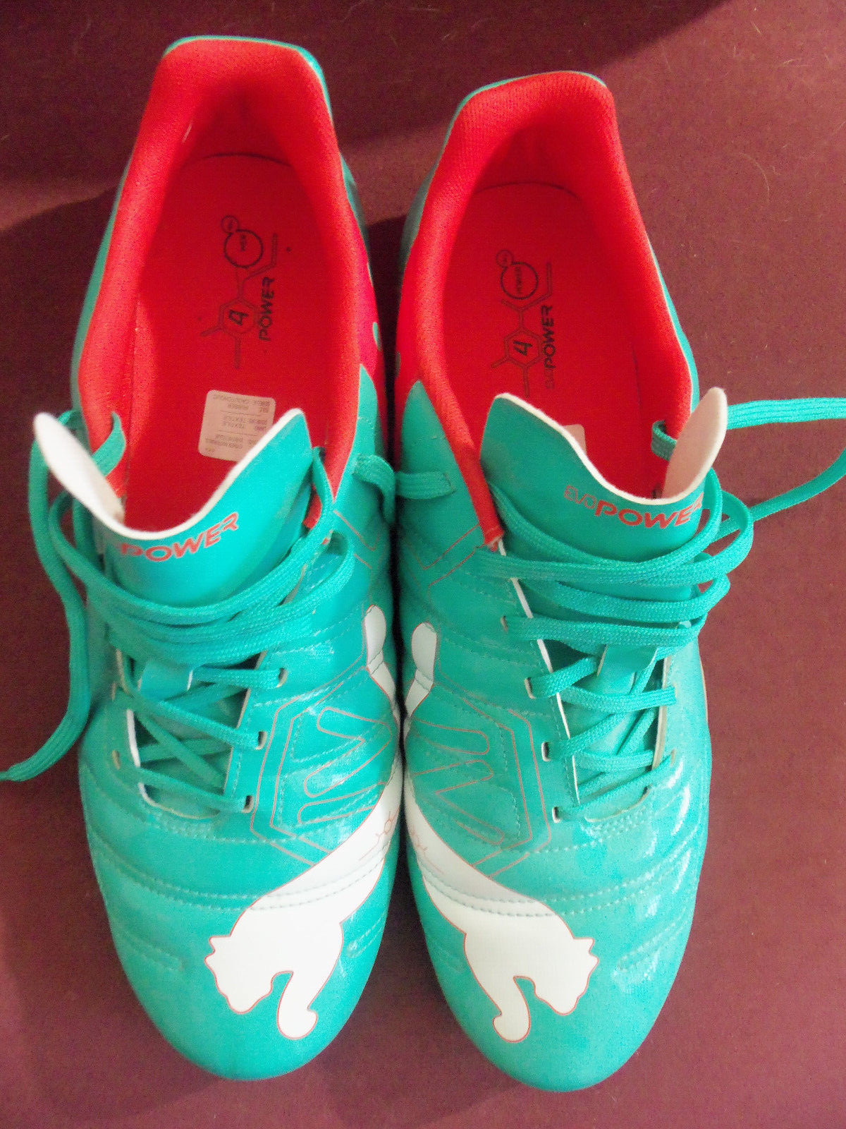 Puma evoPOWER 4 Piscina Verde Blanco Grendadine Entrenador Interior Fútbol Tenis 12 EE. UU.