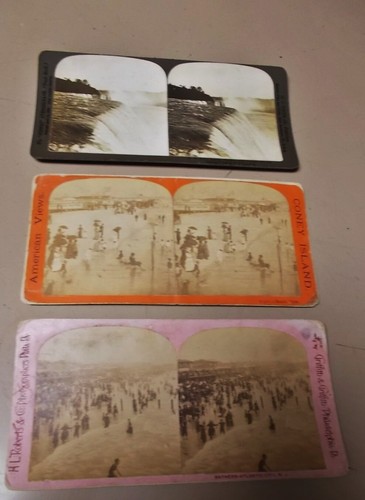 MENGE 3 STEREOGRAPHIEN ATLANTISCHE STADT NJ, CONEY ISLAND NY, NIAGRA FALLS NY 1904