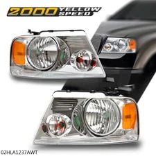 2PCS HEADLIGHT ASSEMBLY FIT FOR 04-08 FORD F-150 F150 CHROME HOUSING CLEAR SIDE