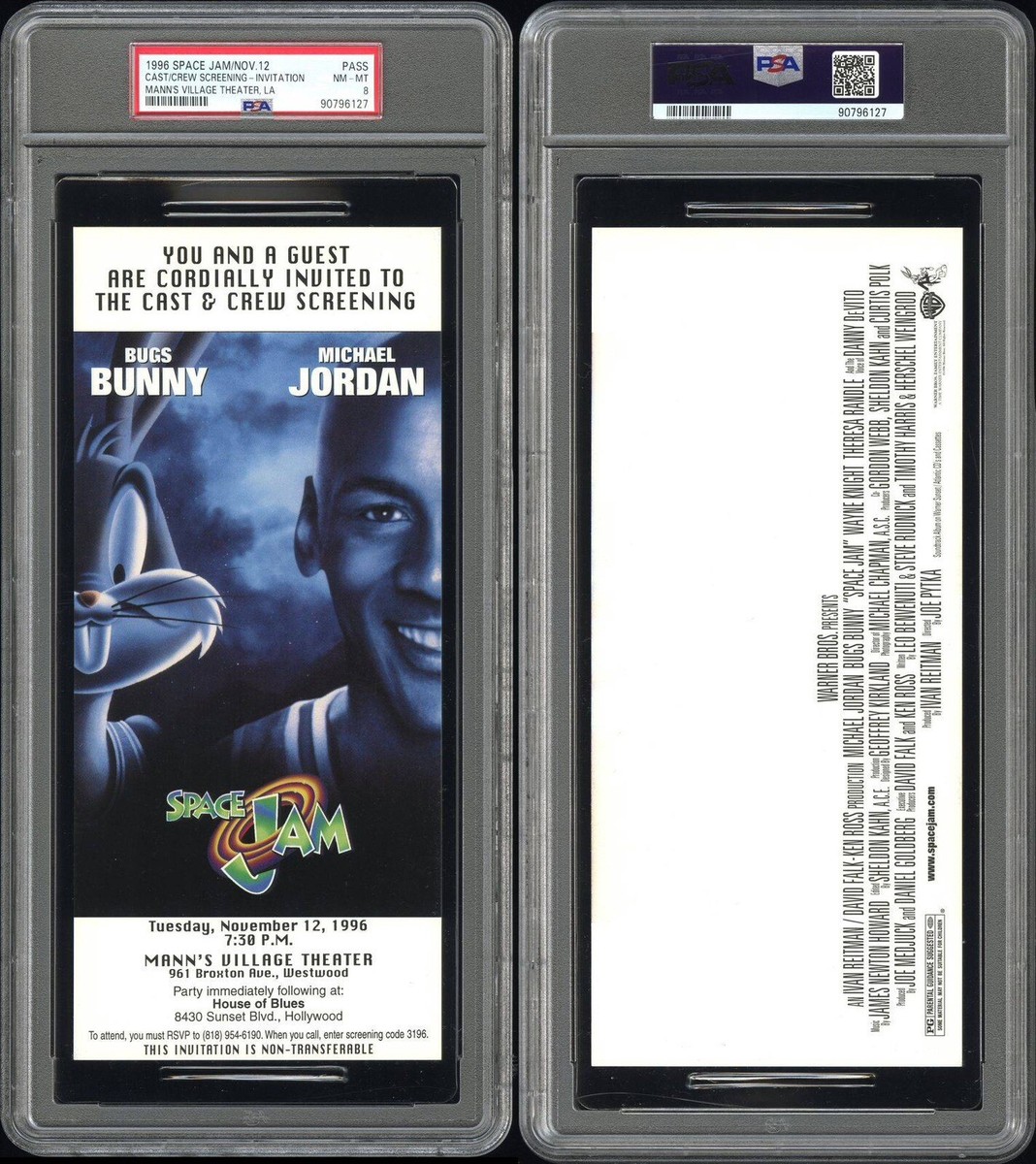 1996 SPACE JAM STARRING MICHAEL JORDAN CAST & CREW PREMIERE MOVIE