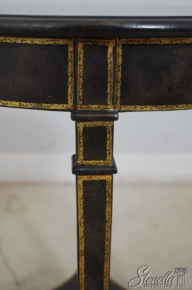 L66072EC: Lámpara de mesa redonda de cuero negro Maitland Smith Foto 4 de 4