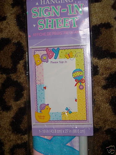AMSCAN NIP Hugs & Stitches Baby Shower Sign in Banner Giant Sheet Autograph Party Suppl