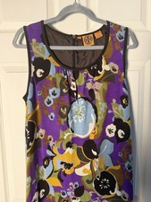 TORY BURCH SLEEVELESS SHEATH BOHO MULTI COLORED CLASSY DRESS SZ L WEDDING GUEST