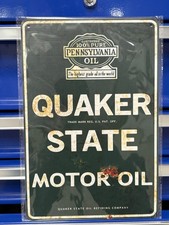 Quaker State Motor Oil Vintage Advertising Tin Sign. 8 X 12