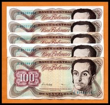 Venezuela Circulated Notes Lot 5 Pieces 100 Bolivares 1998 P-67f (Low Shipping)
