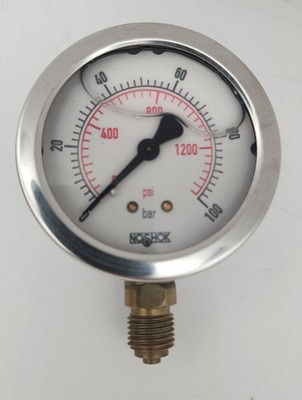 NOSHOK 25-901-100-BAR-PSI-G1/4 PRESSURE GAUGE 2.5'' 304SS 25901100BARPSIG14