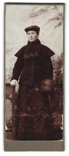 Photograph Portrait of an Elegantly Dressed Lady in Coat with Muff 