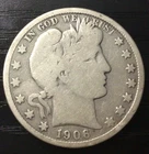 1906 Barber Silver Half Dollar, VG. Few Letters of LIBERTY ! STC! B156