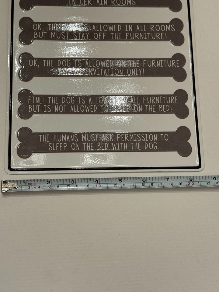 Letrero de pared de metal de 8,5 X 11,5 reglas de casa de perro divertido amante de las mascotas mimado con cuentas Foto 4 de 4