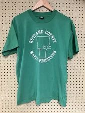 Vintage Rutland Vermont Green T-shirt Large Green Single Stitch Maple Syrup