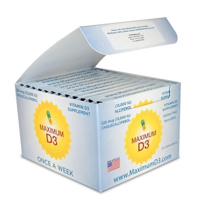 Maximum D3 13000 IU Box 60 Capsules Total 12 Cards/Box x 5 Capsules per Card ...