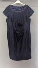 PRECIS PETITE Navy formal occasion Dress, jewelled neckline UK 18