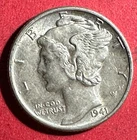 1941 US Mercury SILVER Dime AU! "Philadelphia" Mint! FSB! Old US Coin!
