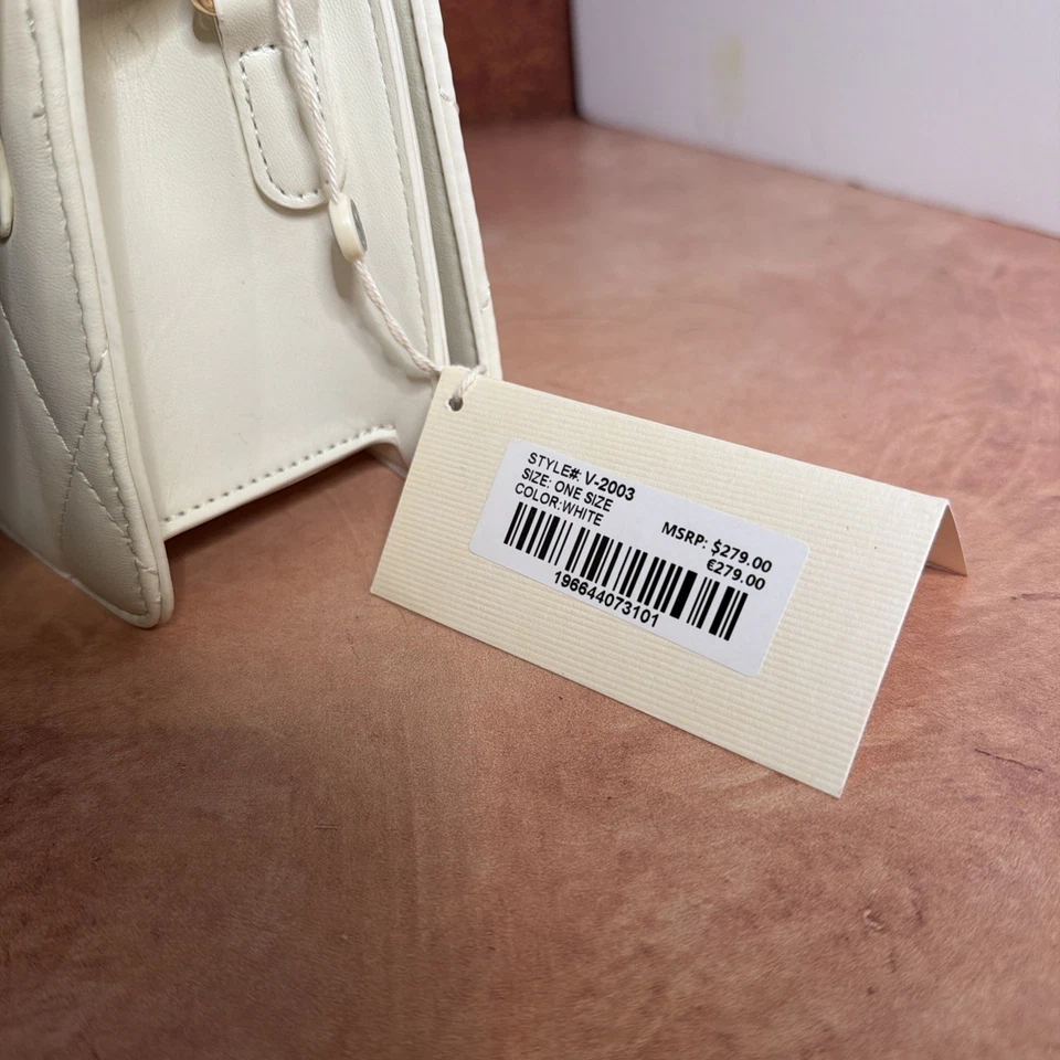 VALENTINO ORLANDI 白色钻石绗缝斜挎包单肩包手拿包 全新带标签 — 第 3/4 张图片