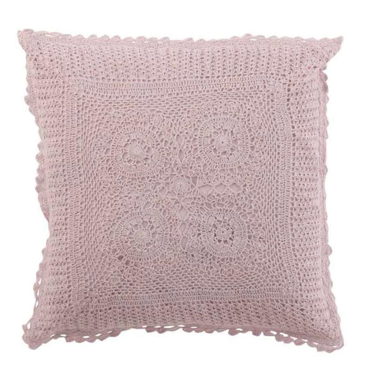 Coussin Déco Dentelle Rose Mauve 45x45 pour Salon Bohème et Lit Adulte