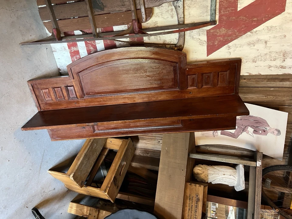 Antique Victorian Era Mahogany Fireplace Mantle Top - Image 3 of 4