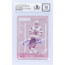 Tom Brady Autographed 2016 Panini Rookies & Stars Magenta Printing Plate #1/1