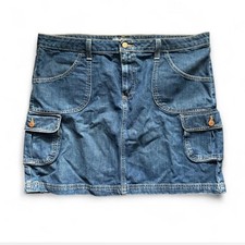 Y2k cottagecore fairy mini cargo denim skirt contrast stitching Old Navy W40"