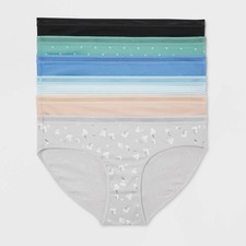 Women's 6pk Cotton Stretch Bikini Underwear - Auden  Assorted Color M: Mid Rise