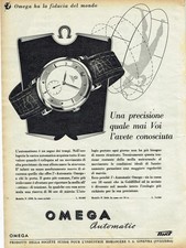 OMEGA OROLOGIO AUTOMATIC PRECISIONE ANNO 1951 ANNI 50 PUBBLICITA  28X37 VINTAGE
