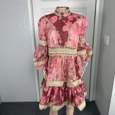 NEW Zimmerman Women's Concert Dress 3 10/12 Long Sleeve Silk Linen Floral SS15