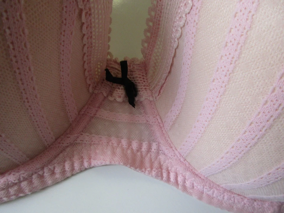 Betsey Johnson 723803 Stocking Stripe Lined Demi Bra Pink 32DD $48 B315.DD32 - Image 2 of 4