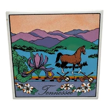 Tile Trivet Tennessee Horse Smoky Mountains Collectible Souvenir 4 3/8"